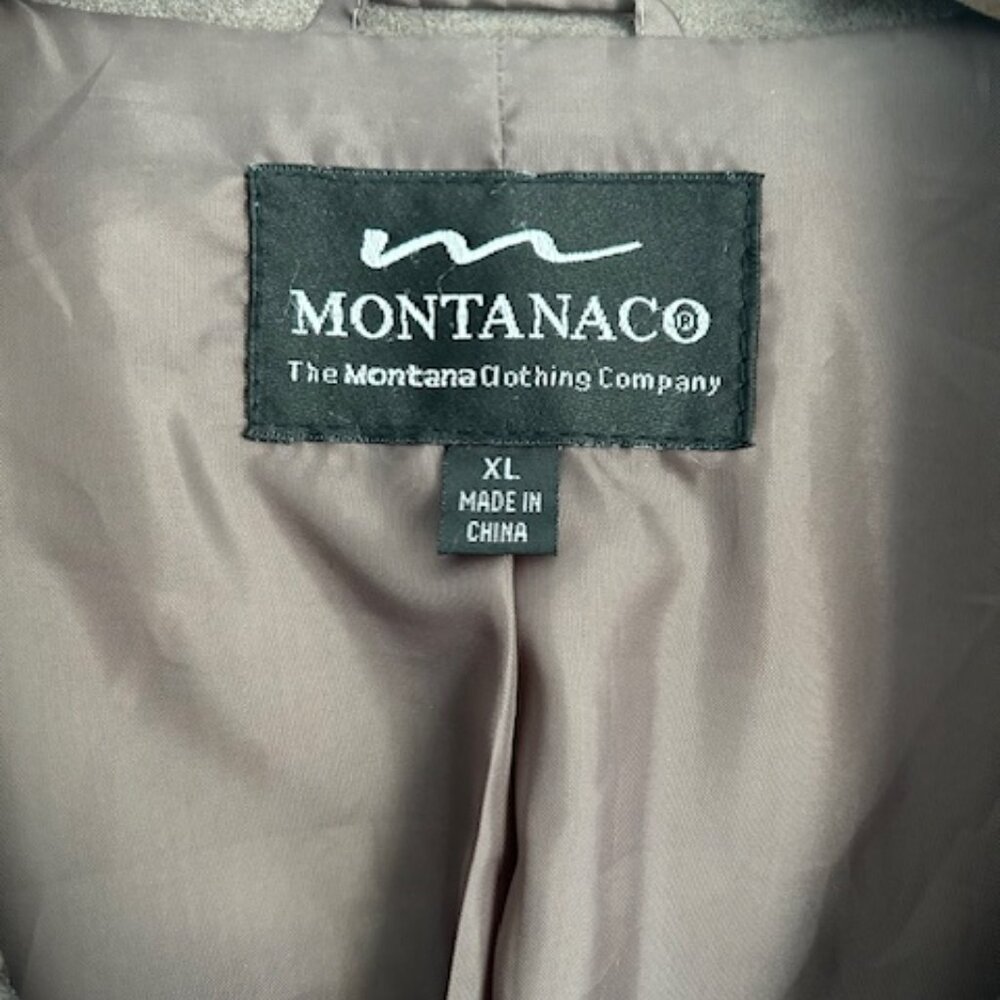 Montanaco Gray Faux Suede Jacket XL Women’s Detailed Sleeve Lace Look - Picture 6 of 8